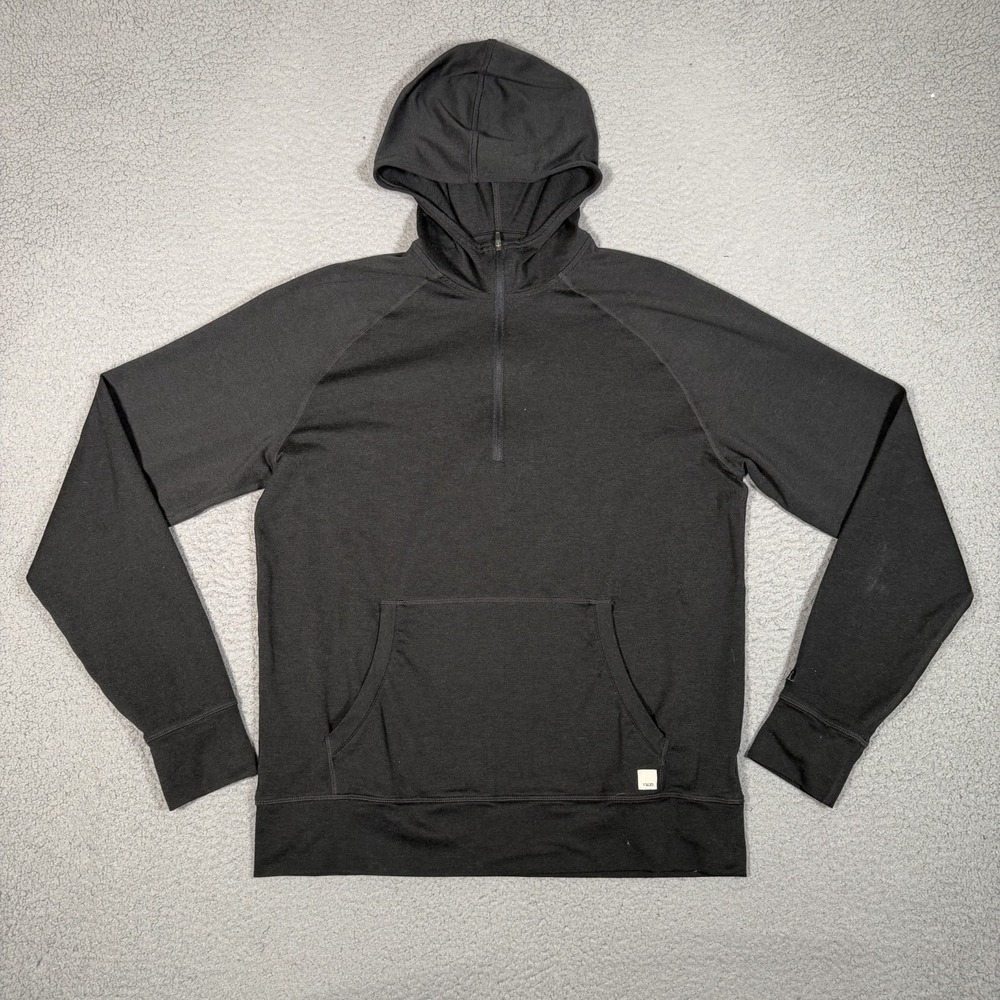 Vuori Ponto Performance 1/2 Zip Hoodie Mens Medium Black Stretch Casual Logo